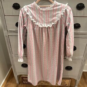 Floral Striped Nightgown with Lace Trim M 7/8 Lanz